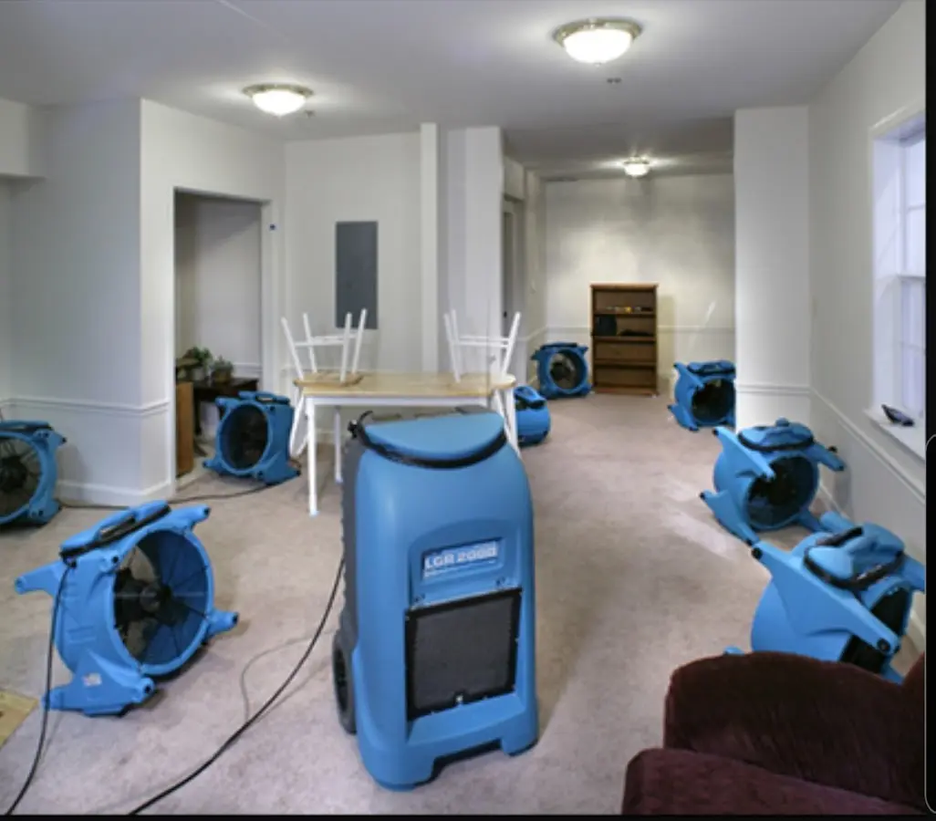 Air movers and dehumidifier setup for Water Extraction & Removal in Zebulon